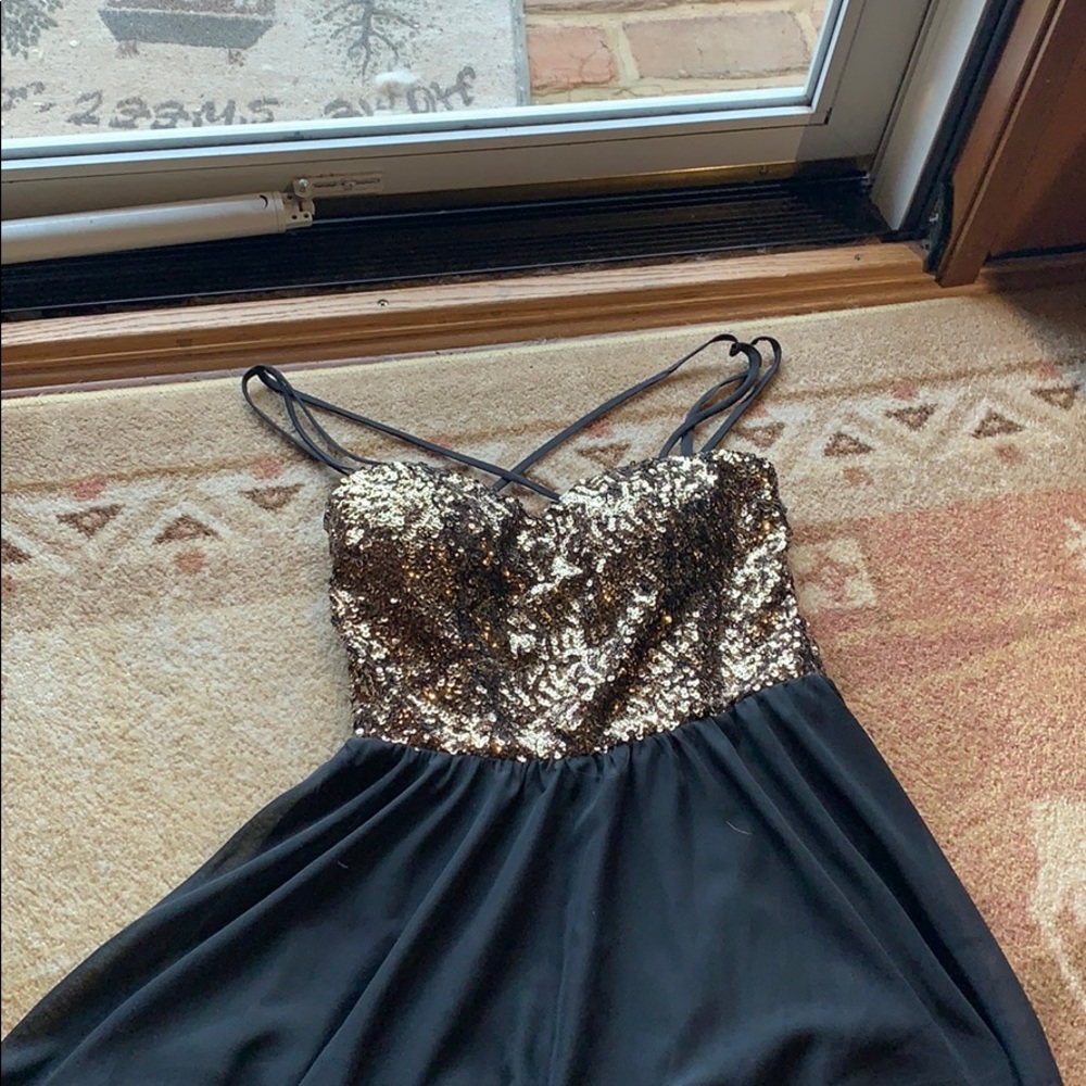 Black and gold homecoming dress
